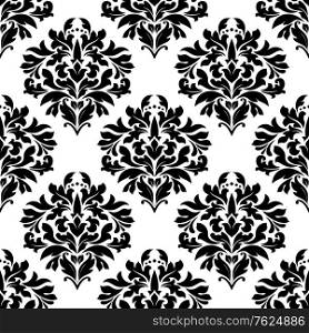 Arabesque seamless pattern with big bold black and white floral motifs suitable for damask style fabric or wallpaper design