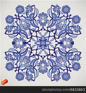 Arabesque vintage elegant floral decoration print for design template vector. Eastern style pattern. Ornamental illustration for invitation, greeting card, wallpaper