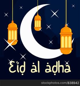 Arabian eid al adha background. Flat illustration of arabian eid al adha vector background for web design. Arabian eid al adha background, flat style