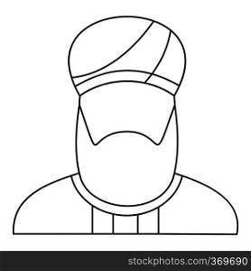 Arabian man in a turban icon in outline style on a white background vector illustration. Arabian man in a turban icon, outline style