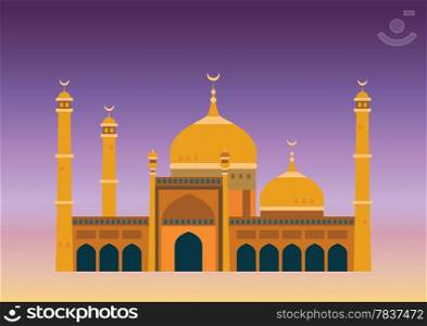 Arabian mosque. Color bright decorative background vector illustration.