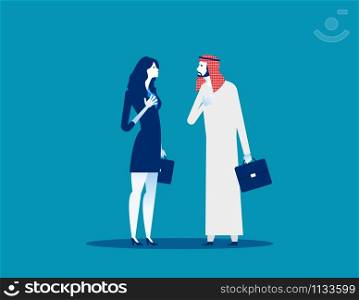 Arabic business people. Concept business greeting vector illustration. Flat design style.