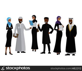 Arabic business team,cartoon business people isolated on white background,vector illustration. Arabic business team,cartoon business people