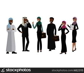 Arabic business team,cartoon business people isolated on white background,vector illustration. Arabic business team,cartoon business people
