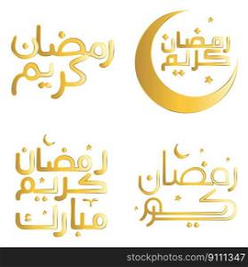 Arabic Calligraphy Vector Illustration for Celebrating Golden Ramadan Kareem.