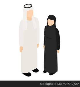 Arabic couple icon. Isometric illustration of arabic couple vector icon for web. Arabic couple icon, isometric style