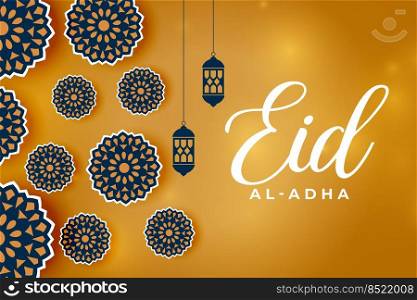 arabic eis al adha festival golden decorative background