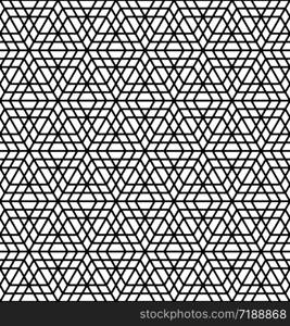 Arabic geometric ornament based on traditional arabic art. Muslim mosaic.Black and white average thickness lines.Rounded corners.. Seamless arabic geometric ornament in black and white.