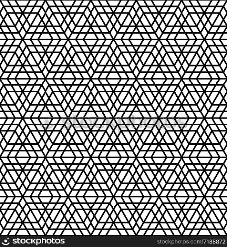 Arabic geometric ornament based on traditional arabic art. Muslim mosaic.Black and white average thickness lines.. Seamless arabic geometric ornament in black and white.
