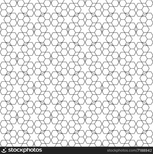 Arabic geometric ornament based on traditional arabic art. Muslim mosaic.Black and white Fine lines.Great design for fabric,textile,cover,wrapping paper,background.. Seamless arabic geometric ornament in black and white.