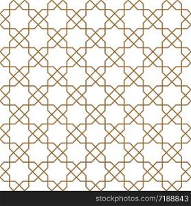 Arabic geometric ornament based on traditional arabic art. Muslim mosaic.Brown color average thickness lines.. Seamless arabic geometric ornament in brown color.