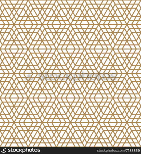 Arabic geometric ornament based on traditional arabic art. Muslim mosaic.Brown color average thickness lines.Rounded corners.. Seamless arabic geometric ornament in brown color.