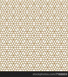 Arabic geometric ornament based on traditional arabic art. Muslim mosaic.Brown color average thickness lines.Rounded corners.. Seamless arabic geometric ornament in brown color.