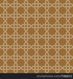 Arabic geometric ornament based on traditional arabic art. Muslim mosaic.Brown color contoured lines.. Seamless arabic geometric ornament in brown color.
