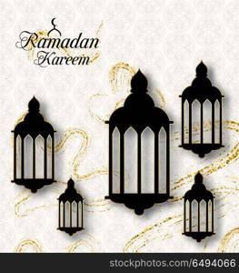 Arabic Lamps, Fanoos for Ramadan Kareem, Islamic Card. Arabic Lamps, Fanoos for Ramadan Kareem, Islamic Card - Illustration Vector