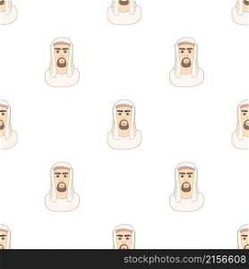 Arabic man in traditional muslim hat pattern seamless background texture repeat wallpaper geometric vector. Arabic man in traditional muslim hat pattern seamless vector
