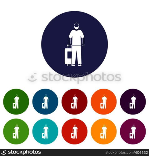Arabic man set icons in different colors isolated on white background. Arabic man set icons