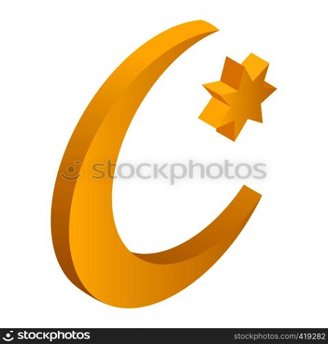 Arabic month with a star isometric 3d icon on a white background. Arabic month with a star