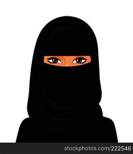 Arabic muslim woman in niqab Isolated on a white background