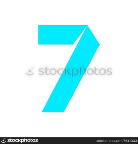 Arabic numeral seven cut out from white paper, vector illustration, flat style.