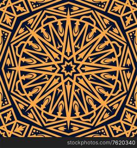 Arabic oriental ornament seamless pattern. Vector Arabian geometric decoration background, abstract Eastern or Moroccan arabesque, Turkish ornate mosaic motif and Islamic antique pattern. Arabic seamless pattern, oriental ornament