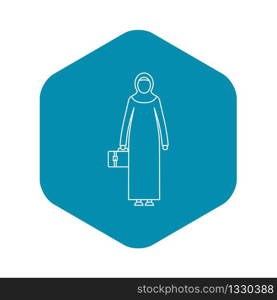 Arabic woman icon. Outline illustration of arabic woman vector icon for web. Arabic woman icon, outline style