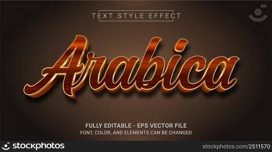Arabica Text Style Effect. Editable Graphic Text Template.