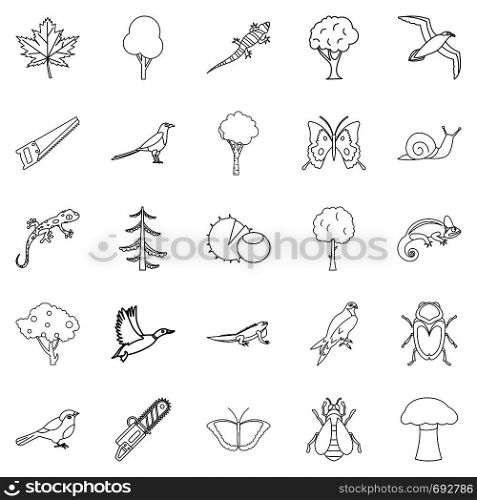 Arboraceous icons set. Outline set of 25 arboraceous vector icons for web isolated on white background. Arboraceous icons set, outline style