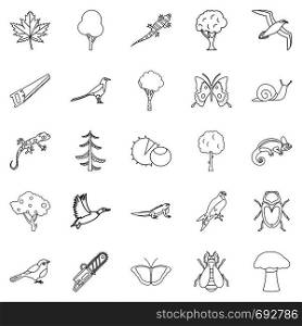 Arboraceous icons set. Outline set of 25 arboraceous vector icons for web isolated on white background. Arboraceous icons set, outline style
