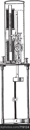 Arc lamp from Siemens, vintage engraved illustration. Industrial encyclopedia E.-O. Lami - 1875.