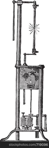 Arc lamp of Duboscq, vintage engraved illustration. Industrial encyclopedia E.-O. Lami - 1875.