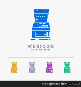 Arcade, console, game, machine, play 5 Color Glyph Web Icon Template isolated on white. Vector illustration