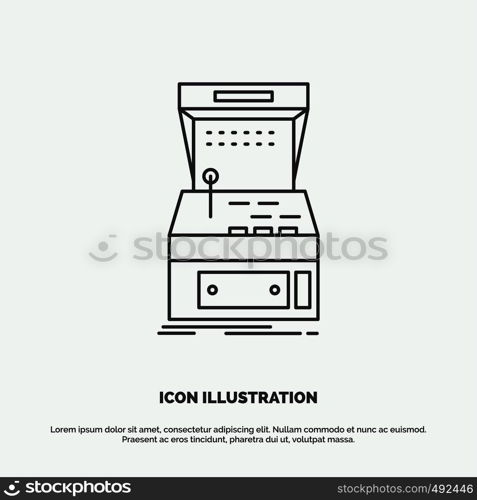 Arcade, console, game, machine, play Icon. Line vector gray symbol for UI and UX, website or mobile application. Vector EPS10 Abstract Template background