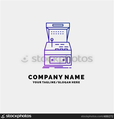 Arcade, console, game, machine, play Purple Business Logo Template. Place for Tagline. Vector EPS10 Abstract Template background