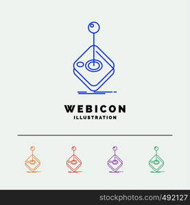 Arcade, game, gaming, joystick, stick 5 Color Line Web Icon Template isolated on white. Vector illustration. Vector EPS10 Abstract Template background