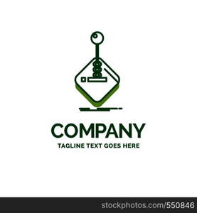 arcade, game, gaming, joystick, stick Flat Business Logo template. Creative Green Brand Name Design.