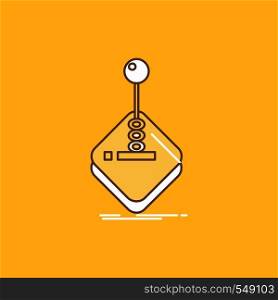 arcade, game, gaming, joystick, stick Flat Line Filled Icon. Beautiful Logo button over yellow background for UI and UX, website or mobile application. Vector EPS10 Abstract Template background