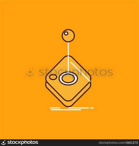 Arcade, game, gaming, joystick, stick Flat Line Filled Icon. Beautiful Logo button over yellow background for UI and UX, website or mobile application. Vector EPS10 Abstract Template background