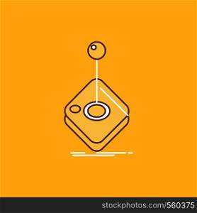 Arcade, game, gaming, joystick, stick Flat Line Filled Icon. Beautiful Logo button over yellow background for UI and UX, website or mobile application. Vector EPS10 Abstract Template background