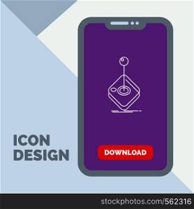 Arcade, game, gaming, joystick, stick Line Icon in Mobile for Download Page. Vector EPS10 Abstract Template background