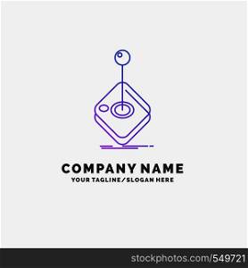 Arcade, game, gaming, joystick, stick Purple Business Logo Template. Place for Tagline. Vector EPS10 Abstract Template background