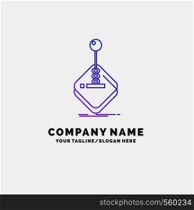 arcade, game, gaming, joystick, stick Purple Business Logo Template. Place for Tagline. Vector EPS10 Abstract Template background