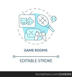 Arcade setup concept icon. Board and virtual games area. Job playroom abstract idea thin line illustration. Isolated outline drawing. Editable stroke. Roboto-Medium, Myriad Pro-Bold fonts used. Arcade setup concept icon