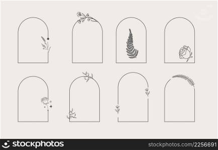 arch collection with geometric,curve,flower.Vector illustration for icon,sticker,printable and tattoo