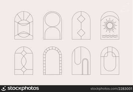 arch collection with geometric,curve.Vector illustration for icon,sticker,printable and tattoo