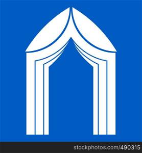 Arch icon white isolated on blue background vector illustration. Arch icon white