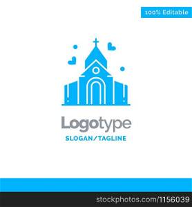 Arch, Love, Wedding, House Blue Solid Logo Template. Place for Tagline