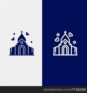 Arch, Love, Wedding, House Line and Glyph Solid icon Blue banner Line and Glyph Solid icon Blue banner
