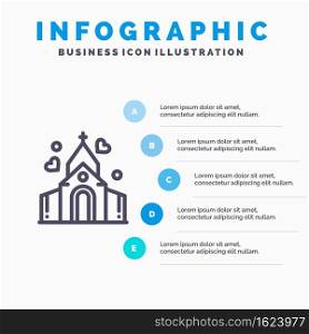 Arch, Love, Wedding, House Line icon with 5 steps presentation infographics Background