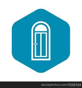 Arched wooden door with glass icon in simple style isolated vector illustration. Arched wooden door with glass icon
